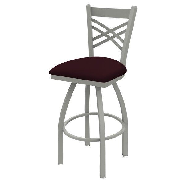 25" Swivel Counter Stool, Nickel Finish, Canter Bordeaux Seat